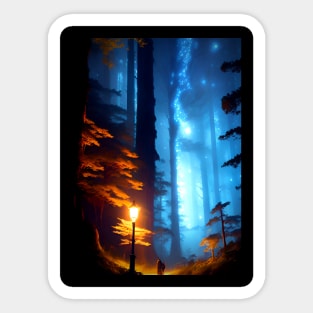 The Night Light In Dark Forest. Sticker